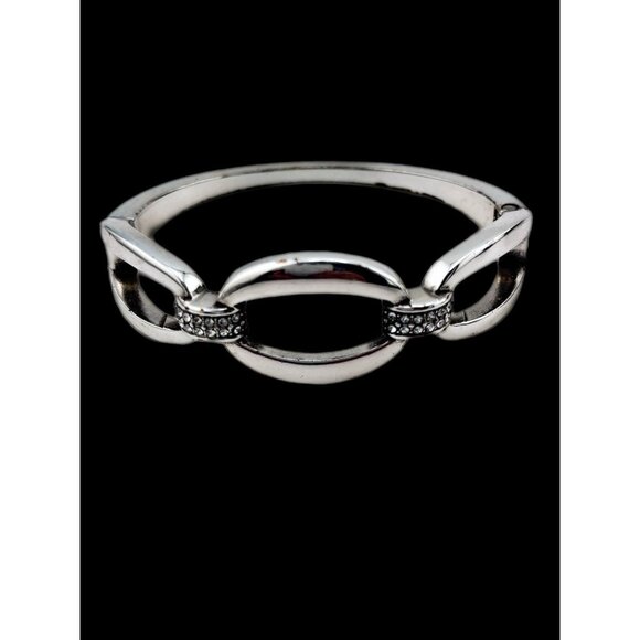 Brighton Meridian Bracelet Hinged With Crystals Silver Plated. - Picture 1 of 6